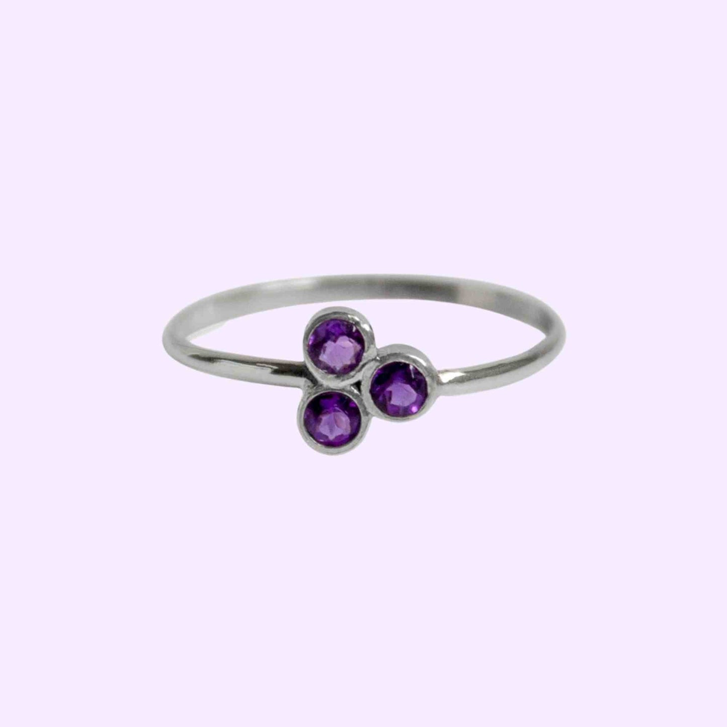 Amethyst Cluster Sterling Silver Ring