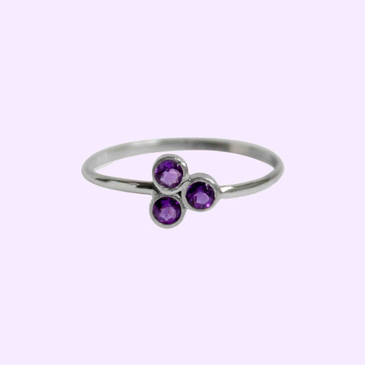 Amethyst Cluster Sterling Silver Ring