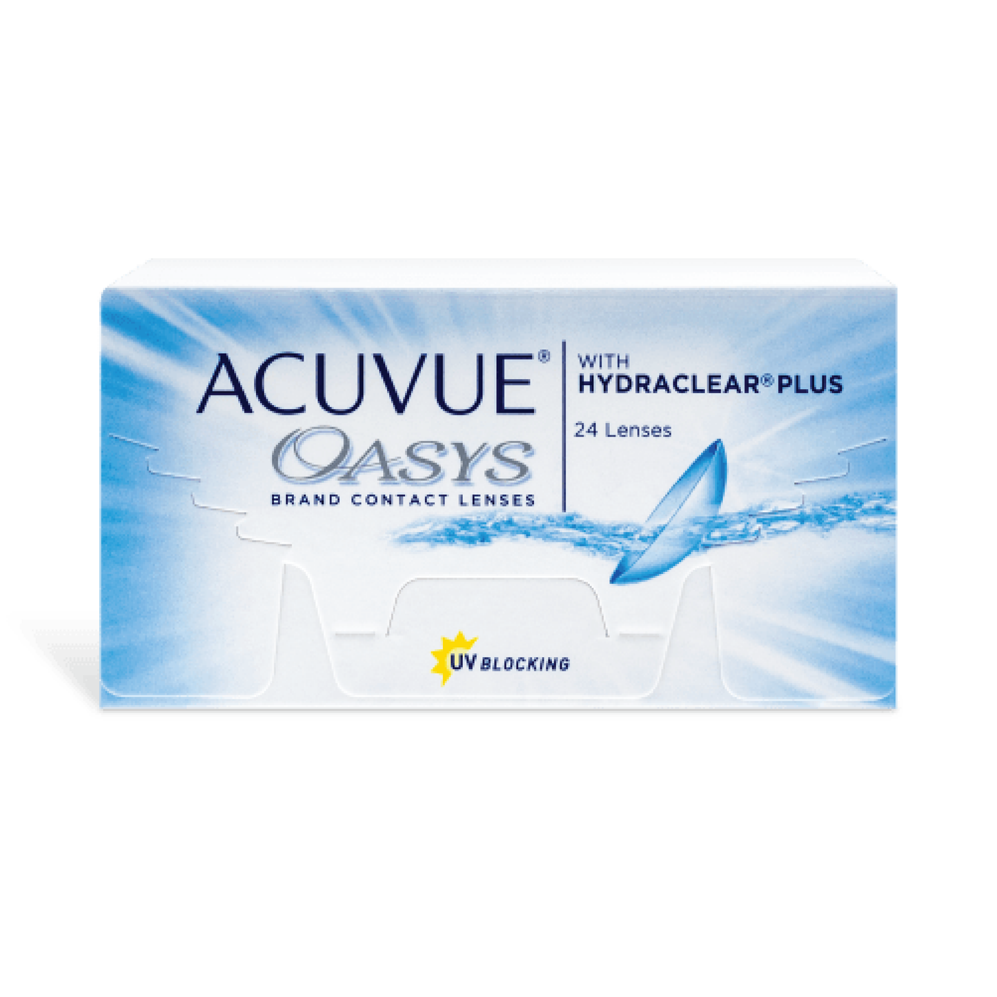 Acuvue Oasys contact lens johnson silicone hydrogel comfort affordable oxygen breathable biweekly replacement UV blocking on eye cornea crisp clear vision 24 pack