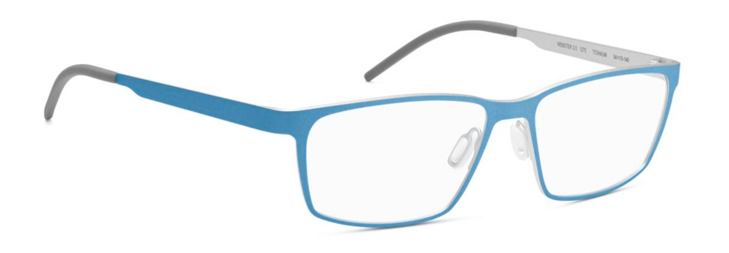 orgreen webster 2.0 male men titanium metal thin lightweight comfortable longlasting rectangular handmade japan danish design 1275 matte blue white